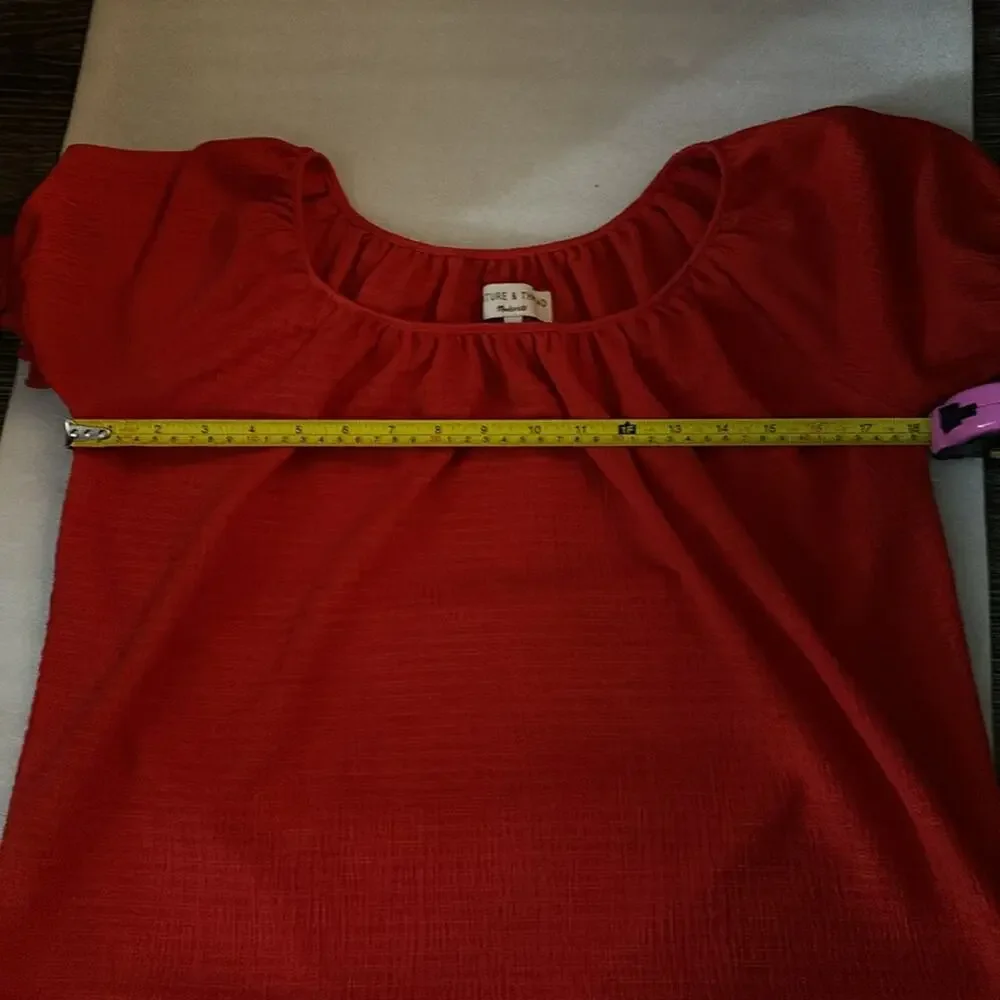 Madewell Texture & Thread Peasant Top Red Puff Sleeve S Boho Costal Cowgirl Chic
